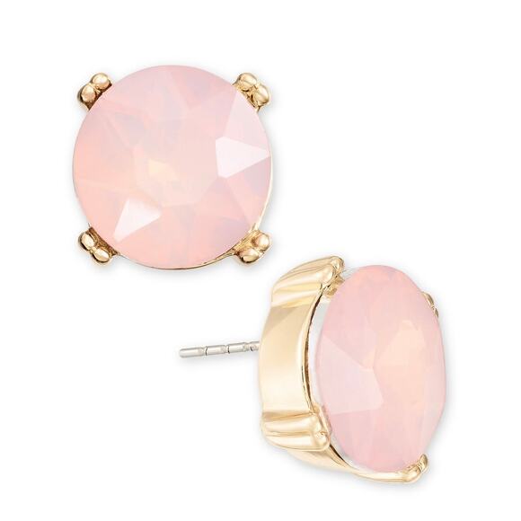 On 34th Gold-Tone Light Pink Stud Earrings - Picture 1 of 3